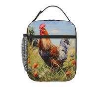 Entemne Borsa termica per il pranzo con gallo in stile acquerello, per bambini, uomini, donne, borsa termica per il pranzo, piccola borsa termica resistente all'acqua, a prova di perdite, per lavoro