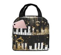 Entemne Borsa termica per il pranzo con note musicali e tastiera per pianoforte, per uomini, donne, bambini, piccola borsa termica a prova di perdite, per lavoro, picnic, scuola