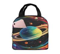 Entemne Borsa termica per il pranzo con pianeti dell'universo colorato, per uomini, donne, bambini, piccola borsa termica a prova di perdite, per lavoro, picnic, scuola