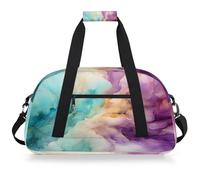 Entemne Borsone da viaggio per bambini, color foglia di tè pastello, viola, marmo, impermeabile, borsa sportiva da palestra leggera da viaggio per ragazzi e ragazze, borsa da viaggio per la notte