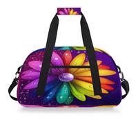 Entemne Borsone da viaggio per bambini con fiori arcobaleno a gocce d'acqua, resistente all'acqua, borsa sportiva da palestra leggera da viaggio per ragazzi e ragazze, borsa da viaggio per la notte