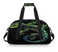 Entemne Borsone da viaggio per bambini con geco verde freddo, resistente all'acqua, borsa sportiva da palestra leggera da viaggio per ragazzi e ragazze, borsa da viaggio per la notte