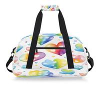 Entemne Borsone da viaggio per bambini con motivo a cuori color ombré resistente all'acqua, borsa sportiva da palestra leggera da viaggio per ragazzi e ragazze borsa da viaggio per la notte