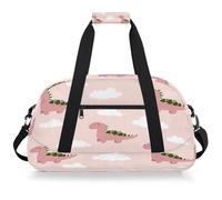 Entemne Borsone da viaggio per bambini con simpatico dinosauro rosa nuvole resistente all'acqua borsa sportiva da palestra leggera borsone da viaggio per ragazzi ragazze borsa da viaggio per la notte