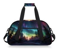 Entemne Borsone da viaggio per bambini, fantasia aurora boreale, impermeabile, borsa sportiva da palestra leggera da viaggio per ragazzi e ragazze, borsa da viaggio per la notte