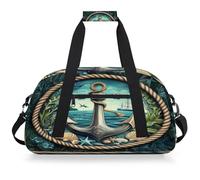 Entemne Borsone da viaggio per bambini in stile nautico retrò, con conchiglia, impermeabile, per palestra, sport, da viaggio, per ragazzi e ragazze, borsa da viaggio per la notte