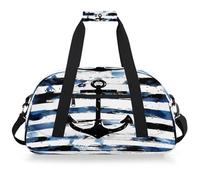 Entemne Borsone da viaggio per bambini, motivo nautico, con strisce di ancoraggio, impermeabile, per palestra, sport, leggero, da viaggio, per ragazzi e ragazze, da portare con sé durante la notte