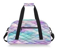 Entemne Borsone da viaggio per bambini rosa blu con squame di sirena Ombre modello impermeabile borsa sportiva da palestra leggera borsone da viaggio per ragazzi ragazze borsa da viaggio per la notte