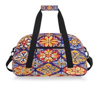 Entemne Borsone da viaggio per bambini tradizionale messicano mandala floreale impermeabile borsa sportiva da palestra leggera borsone da viaggio per ragazzi ragazze borsa da viaggio per la notte