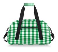 Entemne Borsone da viaggio per bambini, verde rustico, con griglia di bufalo impermeabile, borsa sportiva da palestra leggera da viaggio per ragazzi e ragazze, borsa da viaggio per la notte