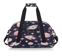 Entemne Borsone per bambini carino rosa Space Rockets Star resistente all'acqua palestra borsa sportiva leggera borsone da viaggio per ragazzi ragazze borsa da viaggio per la notte borsa weekend