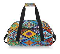 Entemne Borsone per bambini colorato con piastrelle messicane mandala floreale impermeabile borsa sportiva da palestra leggera borsone da viaggio per ragazzi ragazze borsa da viaggio per la notte