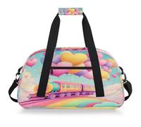 Entemne Borsone per bambini Colorfu treno palloncini arcobaleno resistente all'acqua palestra borsa sportiva leggera borsone da viaggio per ragazzi ragazze borsa da viaggio per la notte borsa weekend