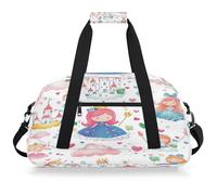 Entemne Borsone per bambini con castello della principessa dei cartoni animati, impermeabile, borsa sportiva da palestra leggera da viaggio per ragazzi e ragazze, borsa da viaggio per la notte