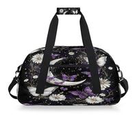 Entemne Borsone per bambini con farfalle viola Flowera Moon resistente all'acqua, borsa sportiva da palestra leggera borsone da viaggio per ragazzi ragazze borsa da viaggio per la notte