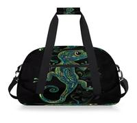 Entemne Borsone per bambini con geco dipinto artistico resistente all'acqua, borsa sportiva da palestra leggera da viaggio per ragazzi e ragazze borsa da viaggio per la notte