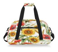 Entemne Borsone per bambini con girasole papavero estivo floreale impermeabile borsa sportiva da palestra leggera borsone da viaggio per ragazzi ragazze borsa da viaggio per la notte borsa per il