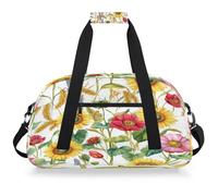 Entemne Borsone per bambini, con girasoli, papaveri, spighe di grano, impermeabile, borsa sportiva da palestra leggera da viaggio per ragazzi e ragazze, borsa da viaggio per la notte