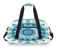 Entemne Borsone per bambini con mandala blu etnico floreale resistente all'acqua borsa sportiva da palestra leggera borsone da viaggio per ragazzi ragazze borsa da viaggio per la notte borsa weekend