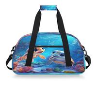 Entemne Borsone per bambini con tartaruga marina animale oceano resistente all'acqua borsa sportiva da palestra leggera borsone da viaggio per ragazzi ragazze borsa da viaggio per la notte borsa da