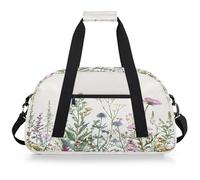 Entemne Borsone per bambini Fiori di campo Estetico Piante primaverili Resistente all'acqua Borsa sportiva da palestra leggera borsone da viaggio per ragazzi ragazze Borsa da viaggio per la notte
