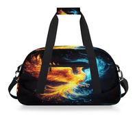 Entemne Borsone per bambini Ice Fire Phoenix pittura artistica resistente all'acqua palestra borsa sportiva leggera borsone da viaggio per ragazzi ragazze borsa da viaggio per la notte borsa weekend