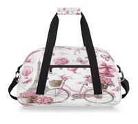 Entemne Borsone per bambini Parigino Eiffel Bike Rose impermeabile palestra sport borsa leggera da viaggio per ragazzi ragazze borsa da viaggio per la notte borsa weekend