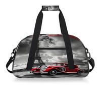 Entemne Borsone per bambini Torre Eiffel rosso vecchia auto resistente all'acqua palestra borsa sportiva leggera borsone da viaggio per ragazzi ragazze borsa da viaggio per la notte borsa weekend