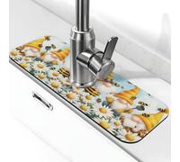 Entemne Carino Bee Gnomi Primavera Daisy Rubinetto Mat per Lavello da Cucina Assorbente Splash Guard Drip Catcher Vassoio Rubinetto Drenaggio Pad Tap Mat per Bagno Contatore
