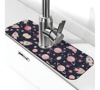 Entemne Carino Rosa Spazio Razzi Stella Rubinetto Mat per Lavello Della Cucina Assorbente Splash Guard Drip Catcher Vassoio Rubinetto Drenaggio Pad Tap Mat per Bagno Contatore