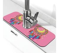 Entemne Cartoon Dreamcatcher Luna Rosa Rubinetto Tappetino per Lavello da Cucina Assorbente Splash Guard Goccia Catcher Vassoio Rubinetto Drenaggio Pad Tap Mat per il bancone del bagno