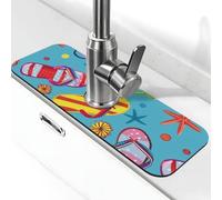 Entemne Colorful Flip Flops Estate Stella Marina Rubinetto Mat per Lavello da Cucina Assorbente Splash Guard Drip Catcher Vassoio Rubinetto Drenaggio Pad Tap Mat per Bagno Contatore