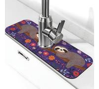 Entemne Divertente albero bradipo fiori floreale rubinetto tappetino per lavello da cucina assorbente paraspruzzi gocciolamento vassoio rubinetto scarico tappetino rubinetto tappetino per bagno