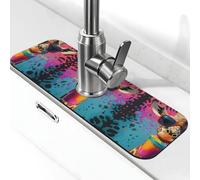 Entemne Divertente Giraffa Art Patinting Rubinetto Tappetino per Lavello da Cucina Assorbente Splash Guard Goccia Catcher Vassoio Rubinetto Drenaggio Pad Tap Mat per il bancone del bagno