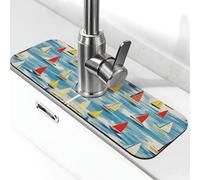 Entemne Estate Colorato Modelli Barca A Vela Rubinetto Tappetino per Lavello Della Cucina Assorbente Splash Guard Drip Catcher Vassoio Rubinetto Drenaggio Pad Tap Mat per Bagno Contatore
