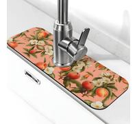 Entemne Estate Fiori di Pesco Rosa Rubinetto Mat per Lavello Della Cucina Assorbente Splash Guard Drip Catcher Vassoio Rubinetto Drenaggio Pad Tap Mat per Bagno Contatore