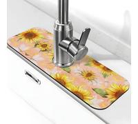 Entemne Estate Girasoli Modello Rubinetto Mat per Lavello Della Cucina Assorbente Splash Guard Drip Catcher Vassoio Rubinetto Drenaggio Pad Tap Mat per Bagno Contatore