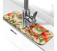 Entemne Estate Pesca Frutta Rubinetto Mat per Lavello Della Cucina Assorbente Splash Guard Drip Catcher Vassoio Rubinetto Drenaggio Pad Tap Mat per Bagno Contatore