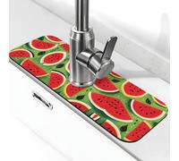 Entemne Estate Rosso Anguria Verde Rubinetto Mat per Lavello Della Cucina Assorbente Splash Guard Drip Catcher Vassoio Rubinetto Drenaggio Pad Tap Mat per Bagno Contatore