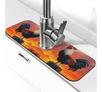 Entemne Fattoria Gallo Tramonto Rubinetto Mat per Lavello da Cucina Assorbente Splash Guard Goccia Catcher Vassoio Rubinetto Drenaggio Pad Tap Mat per Bagno Bancone