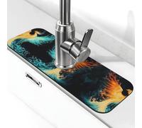 Entemne Fire Phoenix Artistico Rubinetto Tappetino per Lavello da Cucina Assorbente Splash Guard Drip Catcher Vassoio Rubinetto Drenaggio Pad Tap Mat per il bancone del bagno