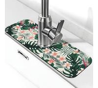 Entemne Foglie tropicali Fiori Primavera Rubinetto Mat per lavello da cucina Assorbente Splash Guard Goccia Catcher Vassoio Rubinetto Drenaggio Pad Tap Mat per il bancone del bagno