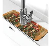 Entemne Funghi Fiori di campo Art Faucet Mat per lavello da cucina assorbente paraspruzzi protezione antigoccia vassoio rubinetto drenante tappetino rubinetto per bancone bagno