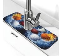 Entemne Fuoco Acqua Sport Palla Rubinetto Tappetino per Lavello da Cucina Assorbente Splash Guard Goccia Catcher Vassoio Rubinetto Drenaggio Pad Tap Mat per Bagno Contatore