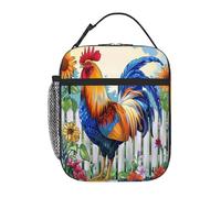 Entemne Gallo Girasole Pittura a Olio Floreale Borsa Pranzo per Bambini Uomini Donne Borsa termica per il pranzo Borsa Piccola Borsa termica Impermeabile Termica a prova di perdite Borse per il pranzo