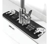 Entemne Gatti Note Musicali Luna Rubinetto Tappetino per Lavello Della Cucina Assorbente Splash Guard Drip Catcher Vassoio Rubinetto Drenaggio Pad Tap Mat per Bagno Contatore