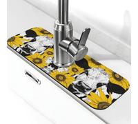 Entemne Giallo Girasole Mucca Rubinetto Mat per Lavello Della Cucina Assorbente Splash Guard Drip Catcher Vassoio Rubinetto Drenaggio Pad Tap Mat per Bagno Contatore