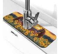 Entemne Girasole Animale Cavallo Rubinetto Tappetino per Lavello da Cucina Assorbente Splash Guard Drip Catcher Vassoio Rubinetto Drenaggio Pad Tap Mat per Bagno Contatore