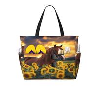 Entemne Grande borsa da spiaggia con cerniera a righe blu, conchiglie, balene, faro, impermeabile, a prova di sabbia, borsa da spiaggia pieghevole, borsa da nuoto per donne, viaggi, vacanze, palestra
