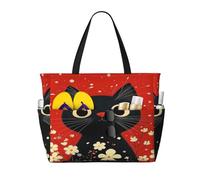 Entemne Grande borsa da spiaggia con cerniera a righe blu, conchiglie, balene, faro, impermeabile, a prova di sabbia, borsa da spiaggia pieghevole, borsa da nuoto per donne, viaggi, vacanze, palestra